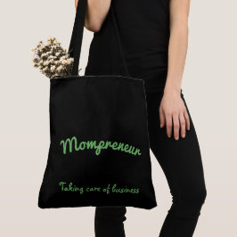 Mompreneur black and grönt blomma mandala design tygkasse
