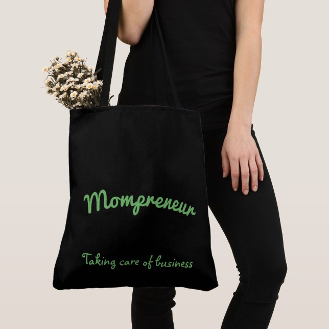 Mompreneur black and grönt blomma mandala design tygkasse (Närbild)