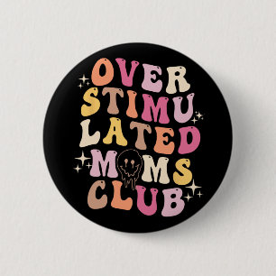 Moms Club Retro Groovy Mors Dag  Knapp