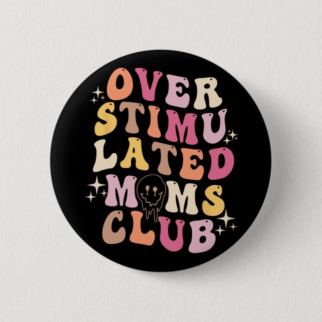 Moms Club Retro Groovy Mors Dag  Knapp (Framsida)