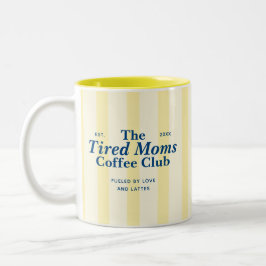Moms Club Typography Yellow Stripes Två-Tonad Mugg