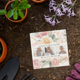 Mom's Garden Stone | Floral Three Photo Collage Stenunderlägg