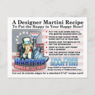 Momsfritt joke Martini Recept-kort för recept Vykort