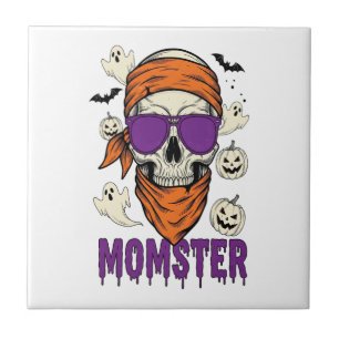 Momster dödskalle Rolig Halloween Mamma Kakelplatta
