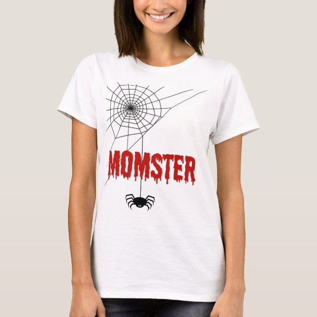 Momster Dripping Blood Font and Spider T Shirt (Framsida)