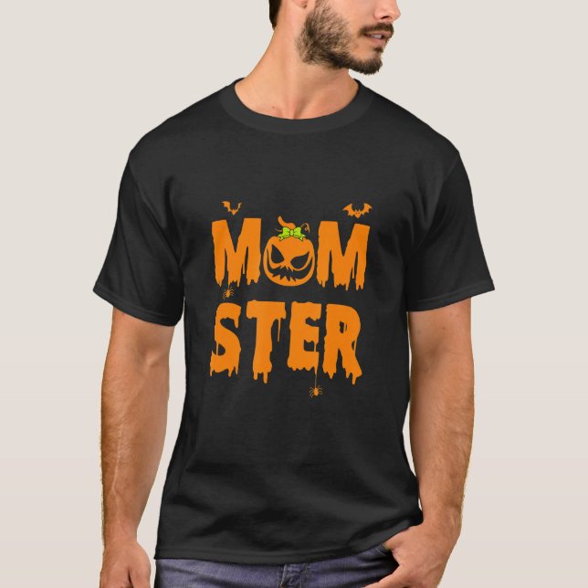Momster Dripping Quotes Scare Smile Pumpkin Happy  T Shirt (Framsida)