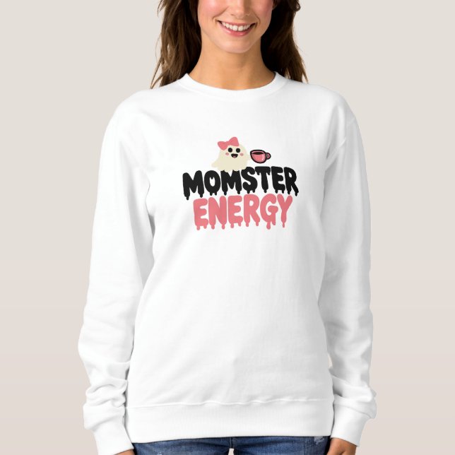 Momster Energy Cute Spooky Halloween Ghost T Shirt (Framsida)