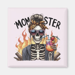 Momster: Fiery Skeleton Mamma Sipping Sangria Magnet