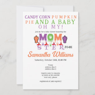 Momster Funny Halloween Mummy Witch Baby Shower Inbjudningar