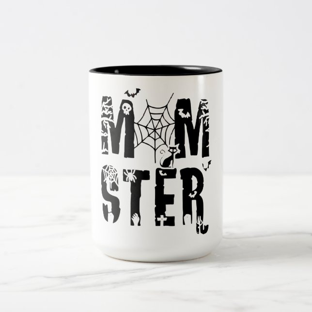 Momster Funny Halloween Spider Fladdermus Graphic Två-Tonad Mugg (Center)