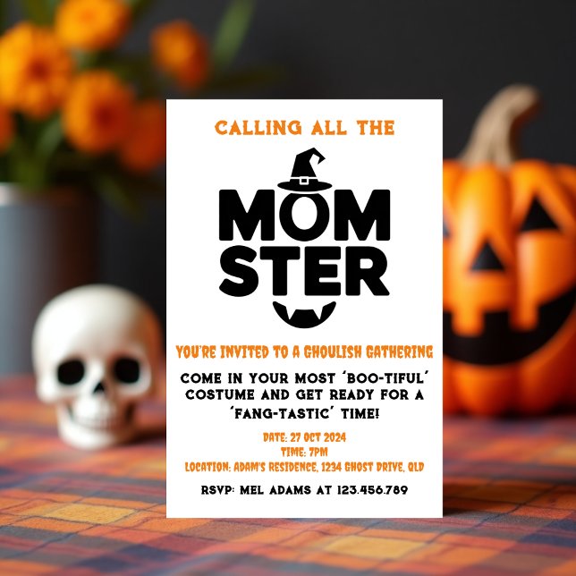 Momster Halloween fest-inbjudan | Spooky Roligt Inbjudningar (Momster Halloween Party Invitation - Spooky Fun )