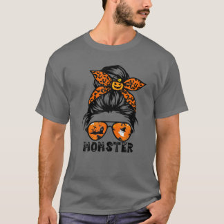 Momster Halloween for Women Messy Bun Skull Mamma T Shirt