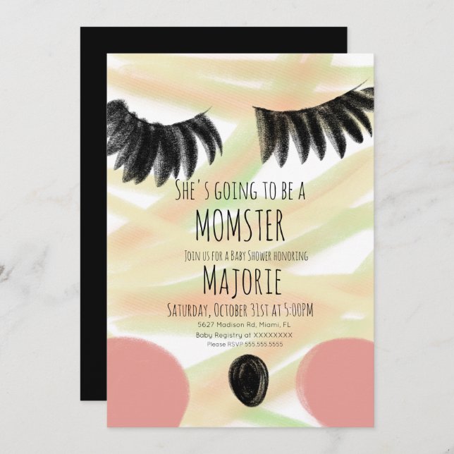 Momster Halloween Mummy Baby Shower-inbjudan Inbjudningar (Fram/baksida)