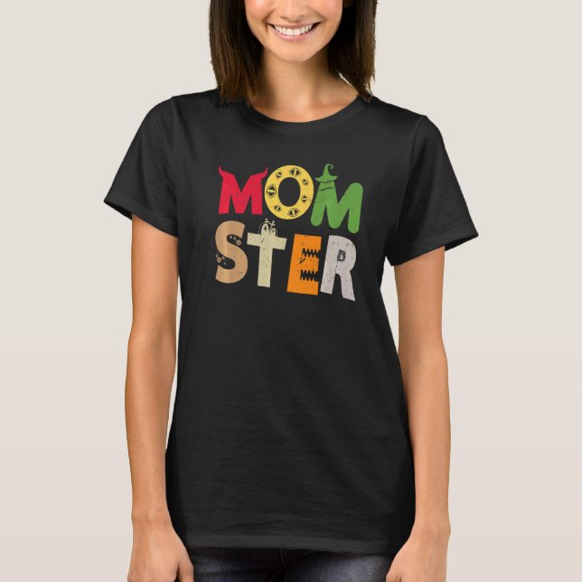 Momster Halloween Witch Costume Bus eller godis Ha T Shirt (Framsida)