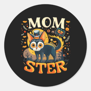 Momster Kvinnor Rolig Halloween Svart Katt Tröja L Runt Klistermärke