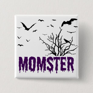 Momster Lila Dripping Font Flies-Fladdermöss Knapp