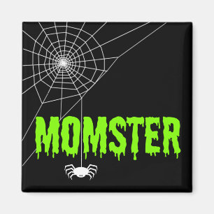 Momster Lime Green Ppping Font, Spindelnät Magnet