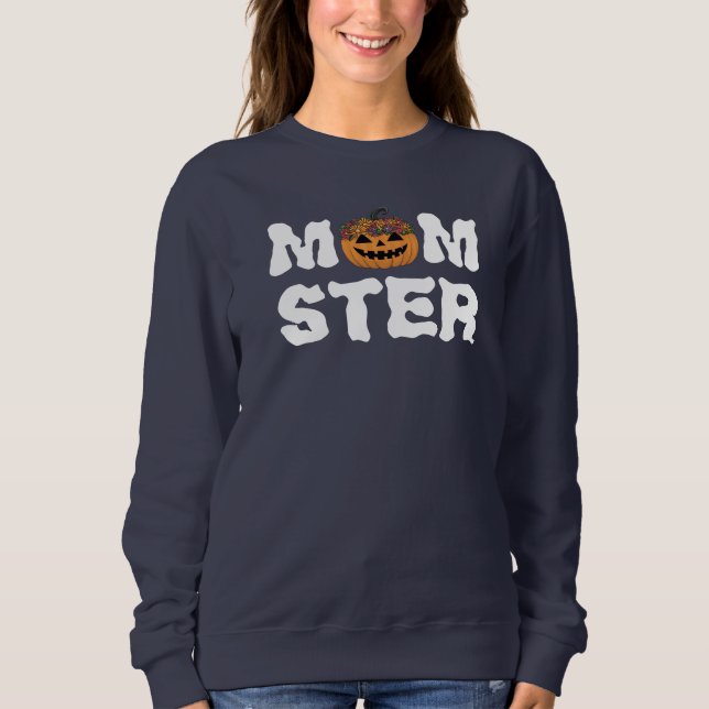 Momster Mamma Halloween Sweatshirt T Shirt (Framsida)