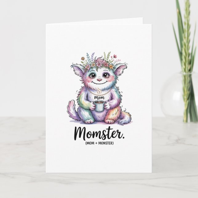 Momster. (Mom + Monster) Helgkort (Framsida)