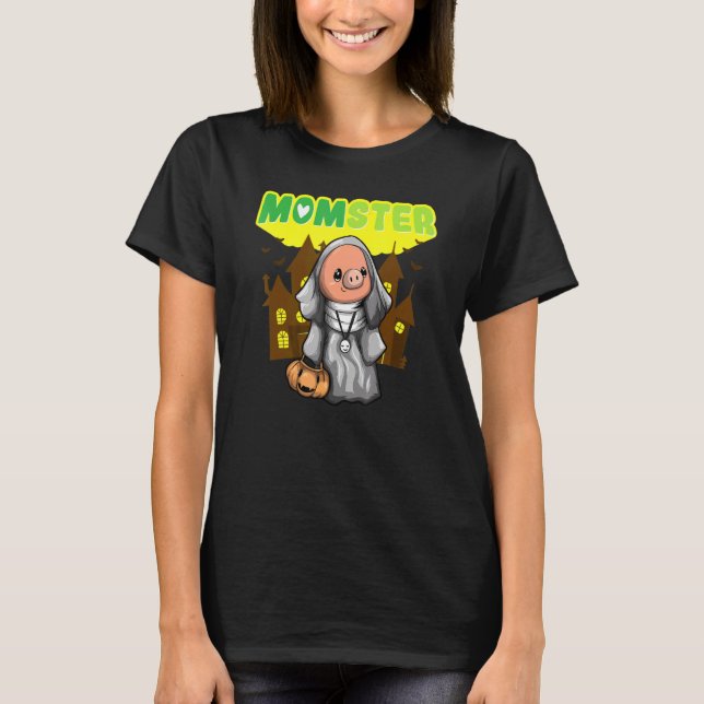 Momster Monster Mamma Scary Halloween Mamma Creepy T Shirt (Framsida)