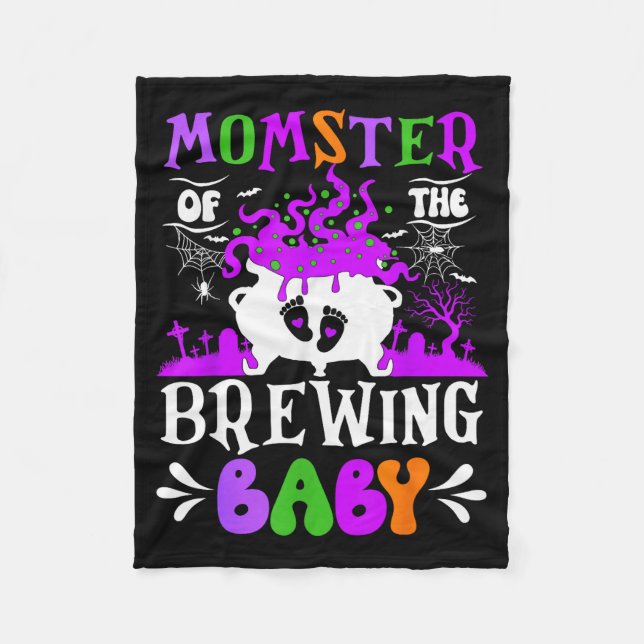 Momster Of The Brewing Baby Mom To Be Halloween  Fleecefilt (Framsidan)