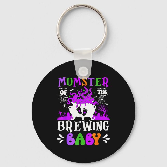 Momster Of The Brewing Baby Mom To Be Halloween  Nyckelring (Framsida)