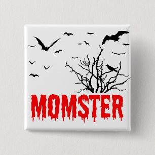 Momster Red Dripping Font Flies-Fladdermöss Knapp