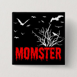 Momster Red Dripping Font Flies Fladdermöss-knapp Knapp