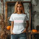 Momster Rosa Halloween Cute & Spooky T Shirt<br><div class="desc">Släpp loss din inre "Momster" i Halloween med vår Rosa Halloween Women's T-Shirt! Perfekt för mammor som kärlek att blanda lite sked med stil, den här roligten och den här lekande designen har ord "Momster" i fet, svep text på en mjuk rosa. Vare sig du trillar eller behandlar med barnen...</div>