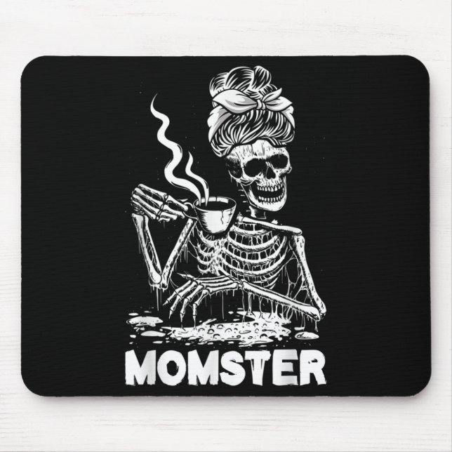 Momster Skeleton Woman Coffee Funny Halloween Mom  Musmatta (Framsidan)