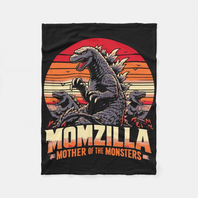 Momzilla Mor i Monsters Retro Birthday m Fleecefilt (Framsidan)