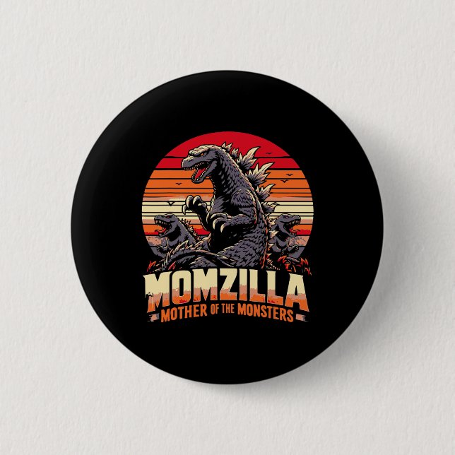Momzilla Mor i Monsters Retro Birthday m Knapp (Framsida)