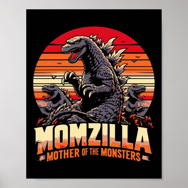 Momzilla Mor i Monsters Retro Birthday m Poster (Framsidan)