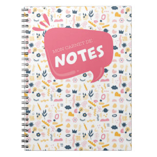 Mon carnet de notes doodle ro, bleu et jaune anteckningsbok