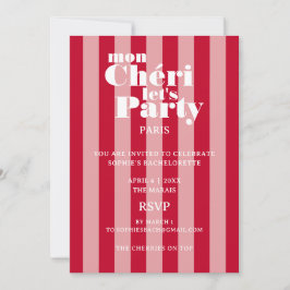 Mon Cherie Låt oss Party Cherry Red Bold Rand Inbjudningar