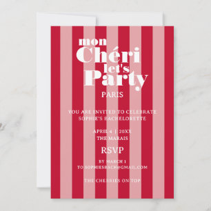 Mon Cherie Låt oss Party Cherry Red Bold Rand Inbjudningar