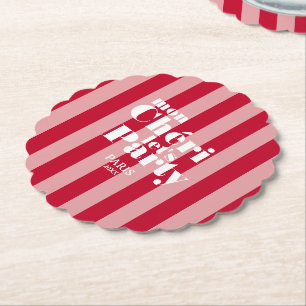 Mon Cherie Låt oss Party Cherry Red Bold Rand Underlägg Papper