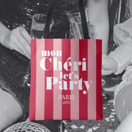 Mon Cherie Let's Party Körsbärsröd fet randig Tygkasse