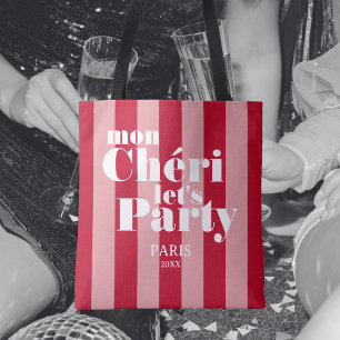 Mon Cherie Let's Party Körsbärsröd fet randig Tygkasse