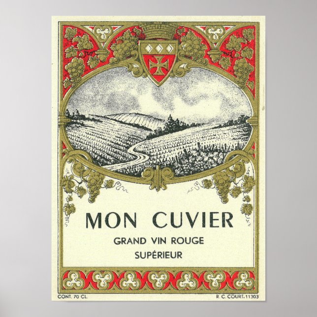 Mon Cuvier Vin-etikettEuropa Poster (Framsidan)