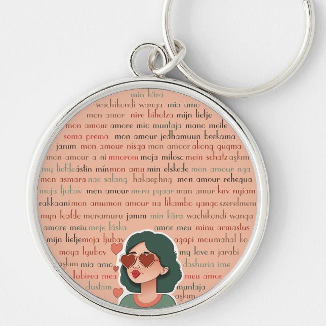 Mon Kärlek Rund Silverfärgad Nyckelring (Framsidan)