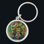 Mon key chan  rund silverfärgad nyckelring<br><div class="desc">pop art colorful design image from a original canvas</div>