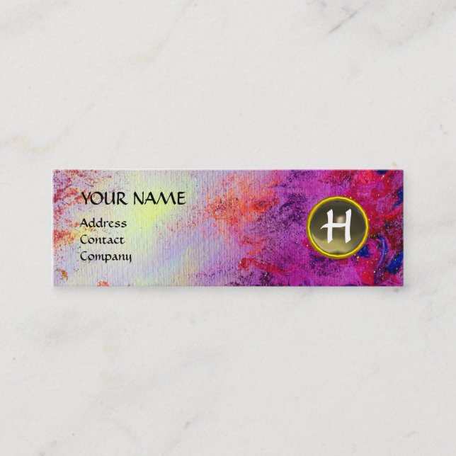 MON MONOGRAM bright Fuchsia lila grått Mini Visitkort (Framsida)