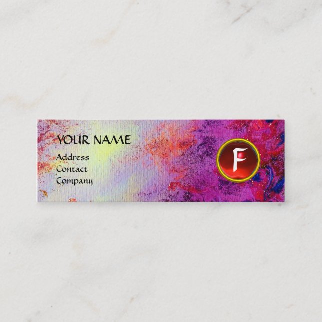 MON MONOGRAM bright Fuchsia lila Red Mini Visitkort (Framsida)