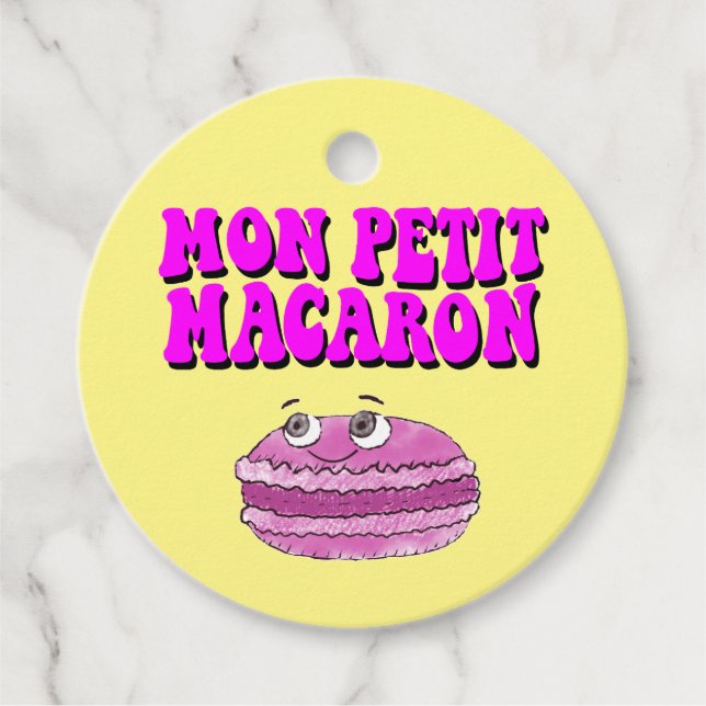Mon Petit Macaron Retro Groovy Text Gåvor Etiketter (Framsida)