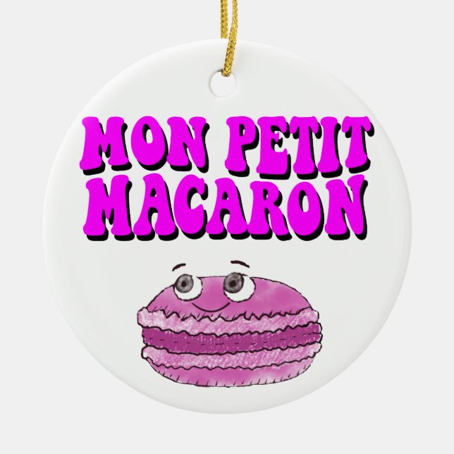 Mon Petit Macaron Retro Groovy Text Julgransprydnad Keramik (Framsidan)