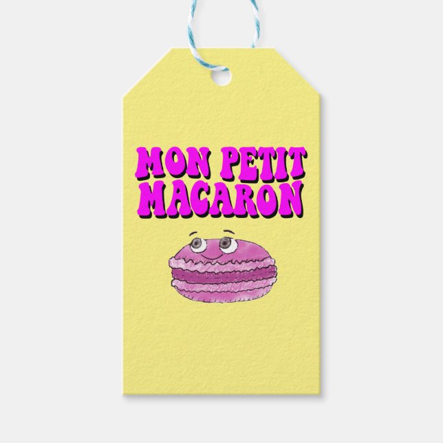 Mon Petit Macaron Retro Groovy Text Presentetikett (Framsidan)
