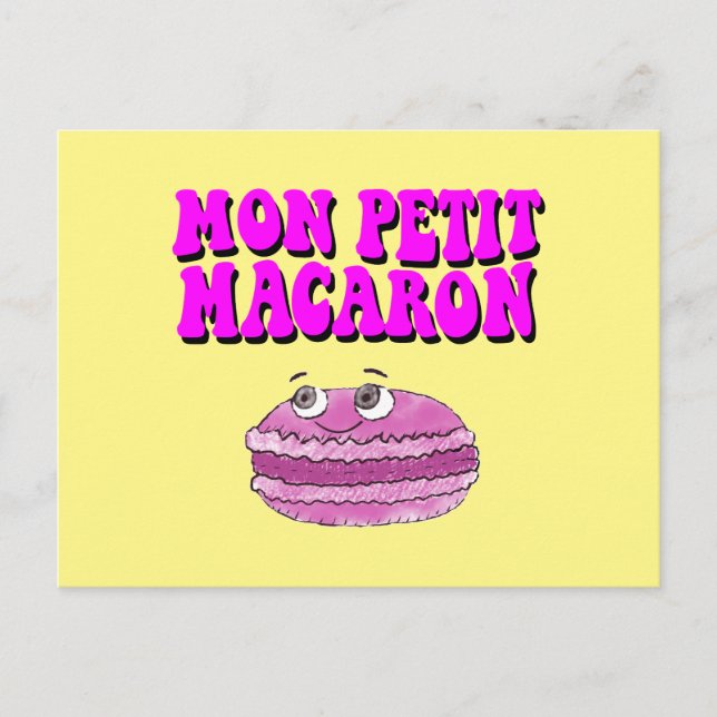 Mon Petit Macaron Retro Groovy Text Vykort (Framsida)