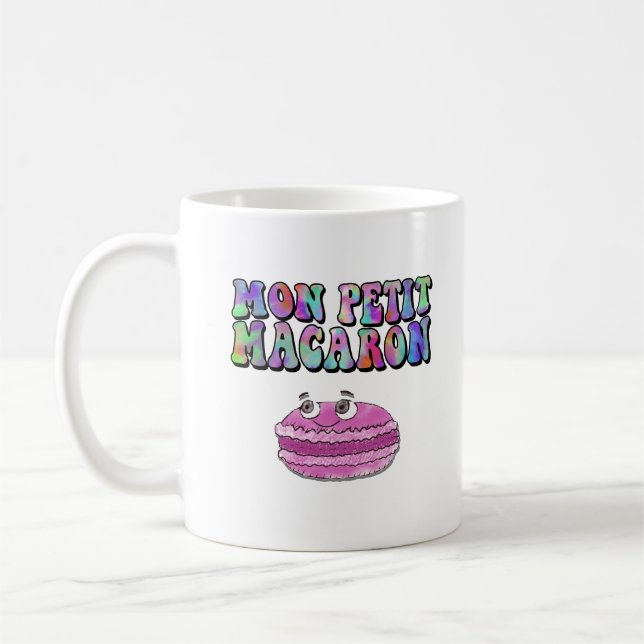 Mon Petit Macaron Retro Tie Dye Groovy Text Kaffemugg (Vänster)
