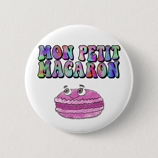 Mon Petit Macaron Retro Tie Dye Groovy Text Knapp (Framsida)